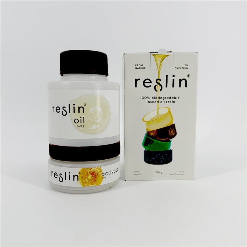 Reslin® Set 500 g di olio e 250 g di attivatore: Resina vegetale biodegradabile al 100% per la creazione di oggetti decorativi e