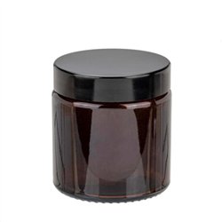 Barattolo di vetro ambrato con coperchio nero - Contenitore fai da te