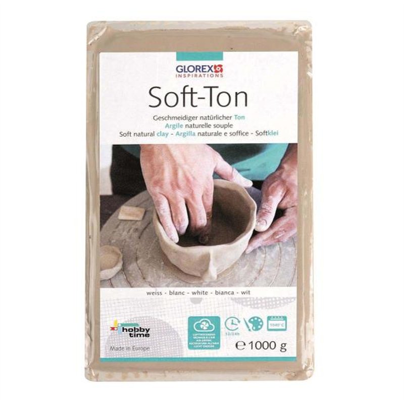 Glorex Soft-Ton: Argilla Naturale Bianca 1000g